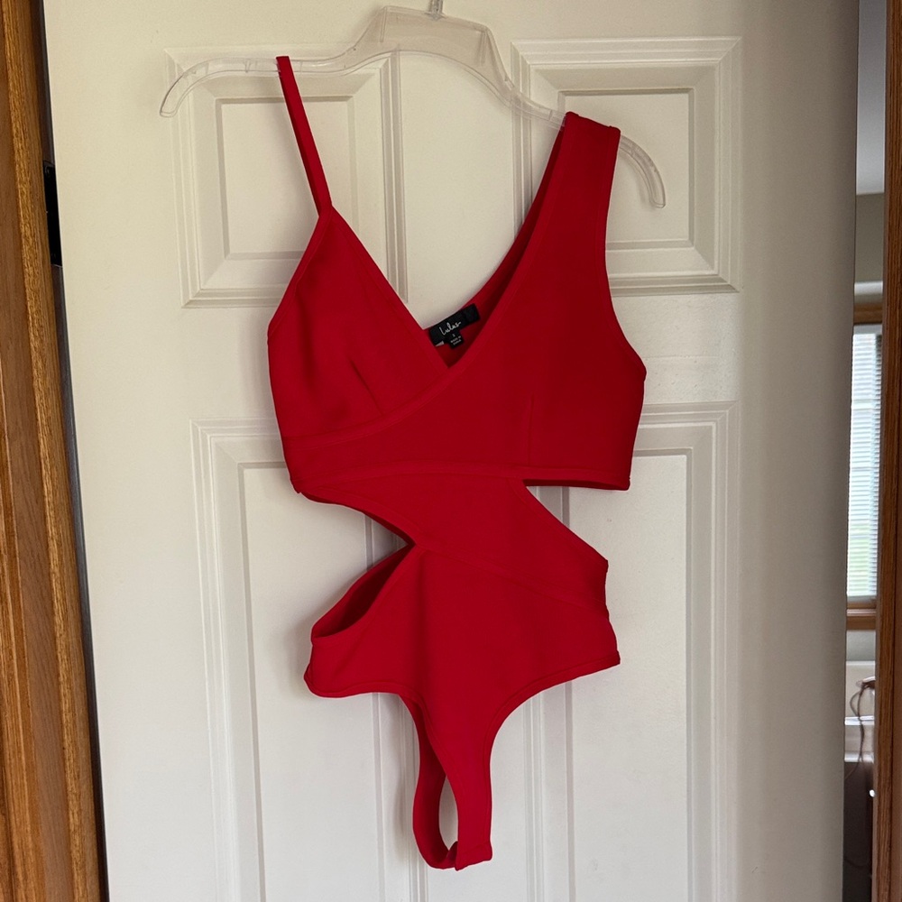 Lulu's Red Cutout One-Piece Bodysuit
